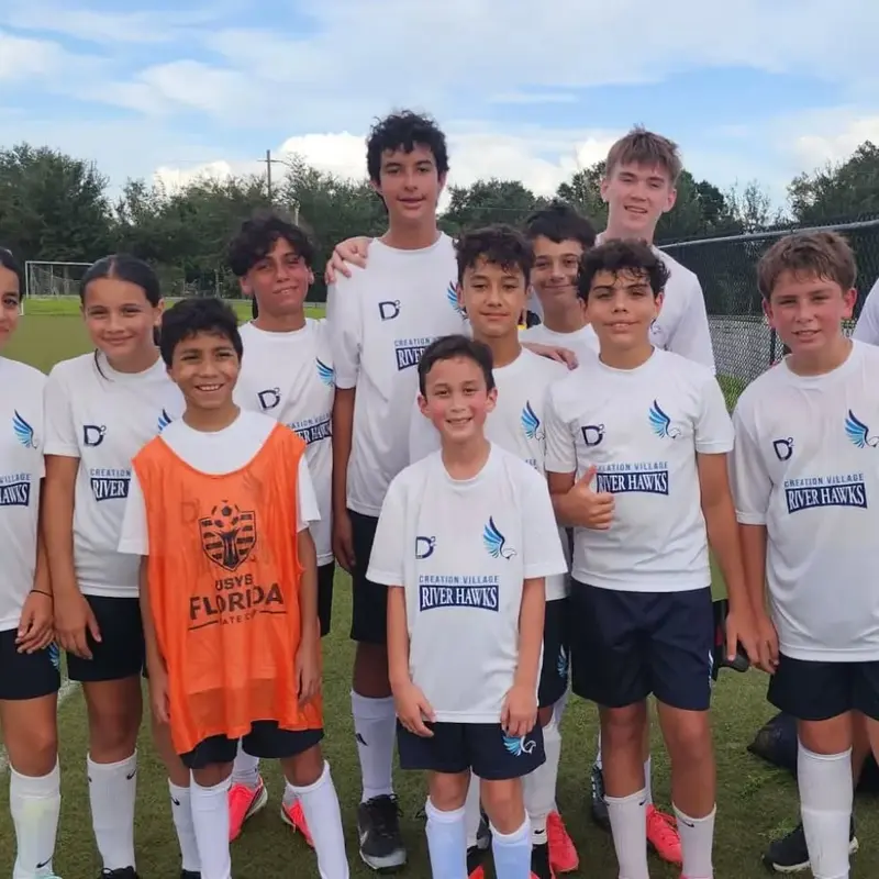 River Hawks middle school soccer players at their first game