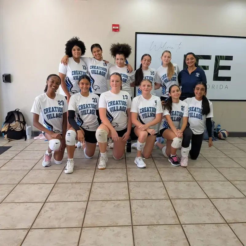 The River Hawks girls varsity volleyball team at the FICAA tournament