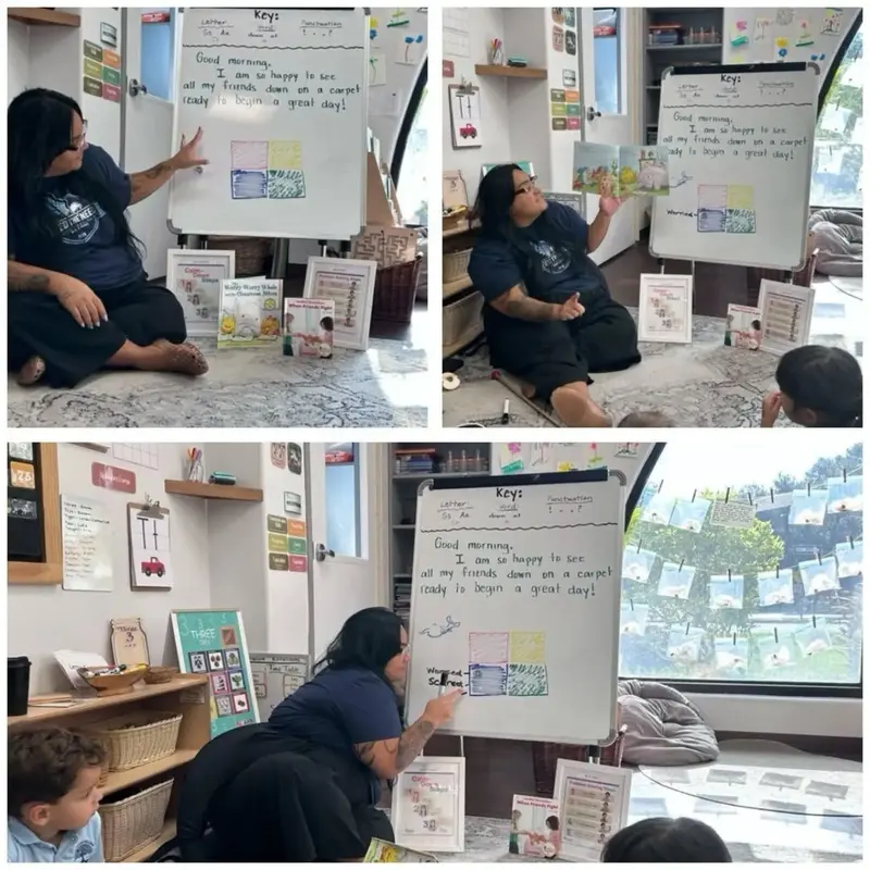 Young students interviewing a staff member about the Meta-Moment